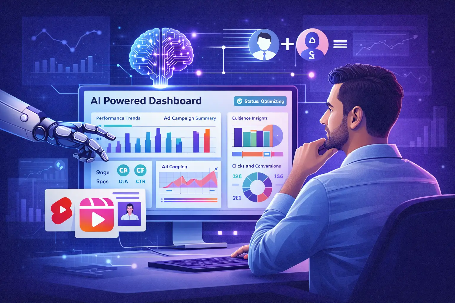 AI in digital marketing trends 2026 showing automation, ad optimization, and data-driven strategy