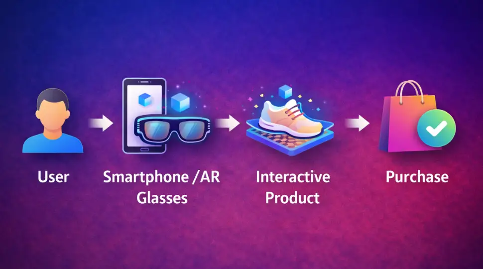 Augmented reality shopping process flowchart in digital marketing 2026
