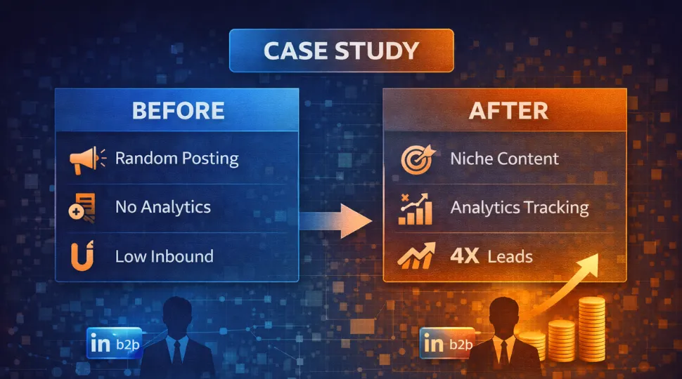 LinkedIn case study diagram showing B2B business growth using digital marketing in 2026