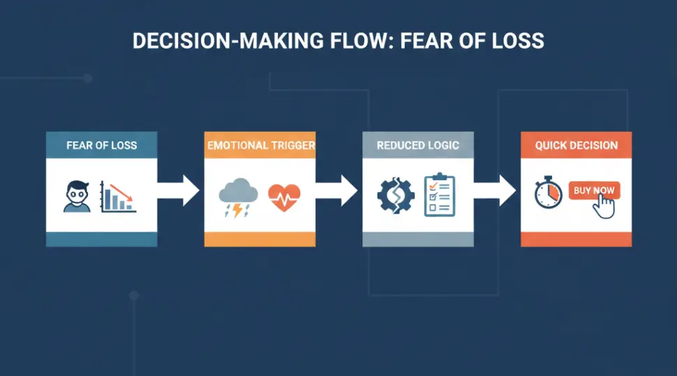 Decision making flow chart showing FOMO psychology in marketing